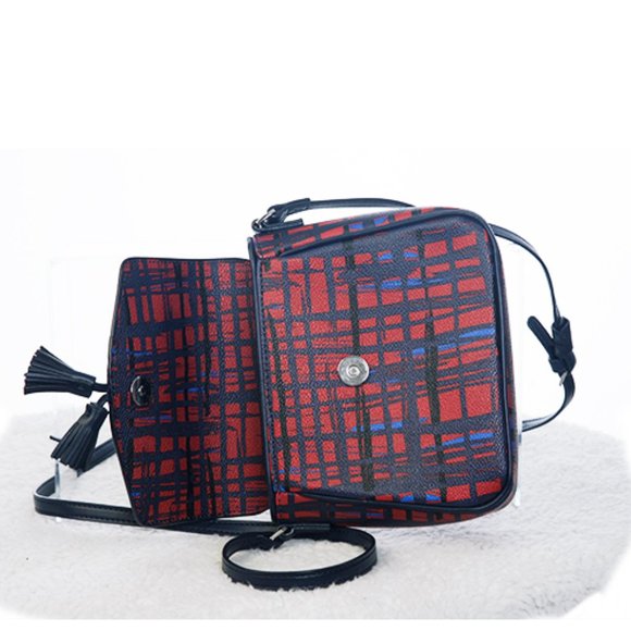 Vera Bradley Small Crossbody Bag Navy & Red Art Plaid - Picture 5 of 9